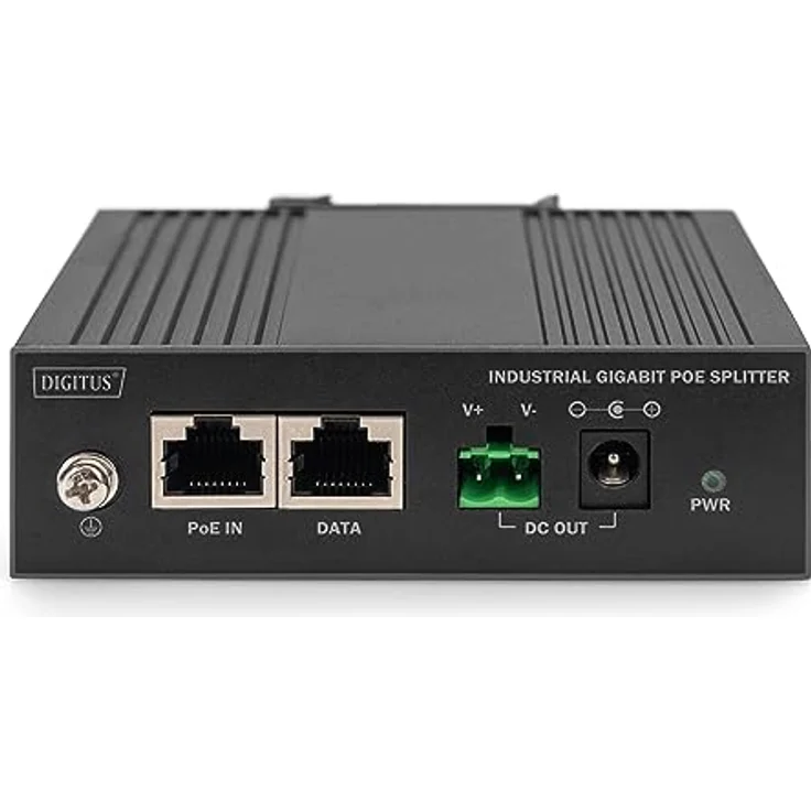 DIGITUS ASSMANN Industrieller Gigabit Ethernet PoE Splitter - 60W - 10/100/1000 Mbps - Hutschienenmontage - schwarz – Bild 3