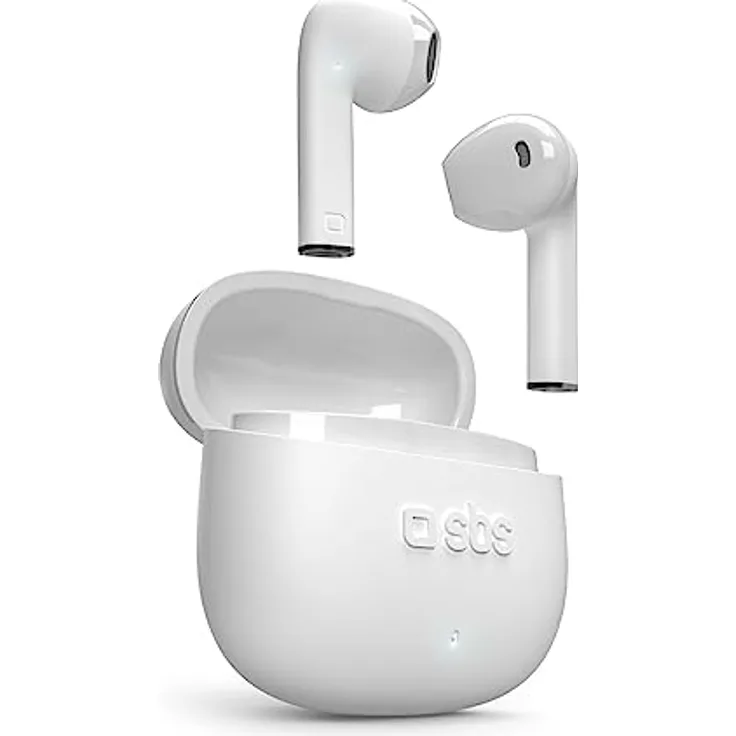 SBS TWS ONE Colour Ohrhörer mit Ladeetui, Touch-Bedienelementen und integriertem Mikrofon, Sprachassistent, bis zu 3 Stunden Hördauer, inkl. USB-C-Ladekabel, weiß