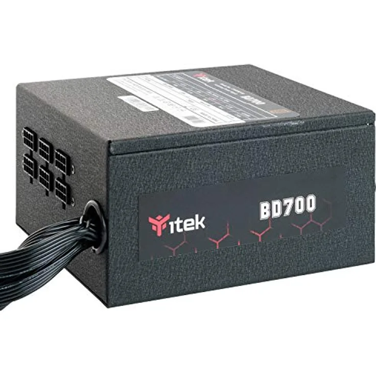 iTek Netzteil für PC ITPSEBD700, 600 Watt, HDB Hydraulic Dynamic Bearing, Aktiver PFC-Schutz, 80 Plus Bronze Effizienz, schwarz