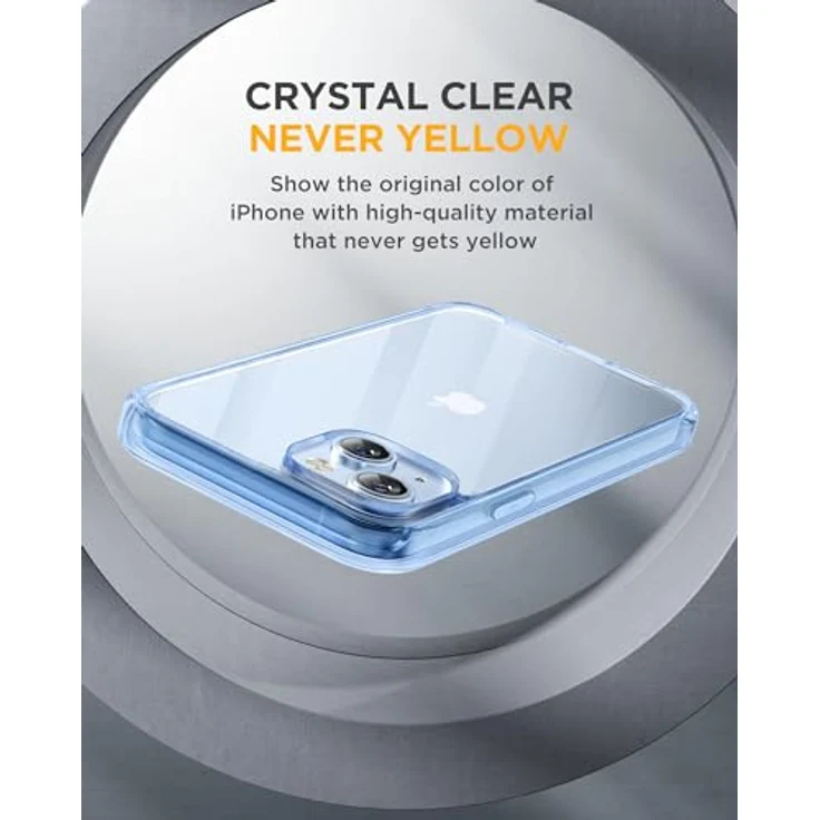 Miracase 360 Grad Hülle für iPhone 15 mit 9H Glas Displayschutz und Kameraschutz, stoßfest, klar blau – Bild 5