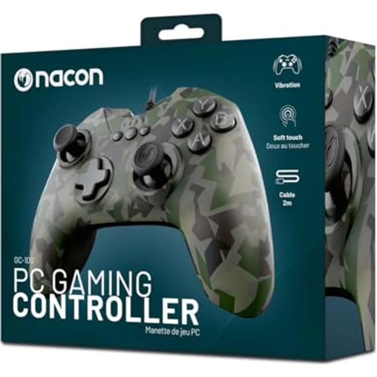 Nacon GC-100 Forest Camo Camouflage USB Gamepad PC, 2 asymmetrische konkave Sticks, integrierte Vibrationsmotoren – Bild 2