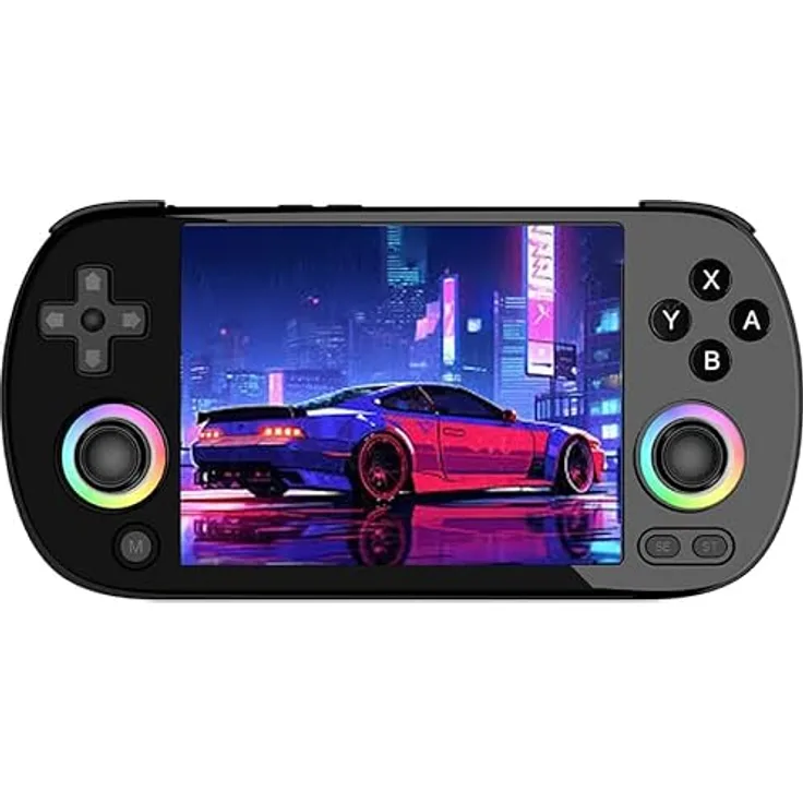 Astarama RG40XX H Handheld-Spielekonsole, Retro-Spielekonsole mit RGB-Joystick-Beleuchtung, 4 "IPS-Bildschirm, Linux, 64G TF-Karte, 5571 Spiele, WiFi Bluetooth (schwarz, 64G)