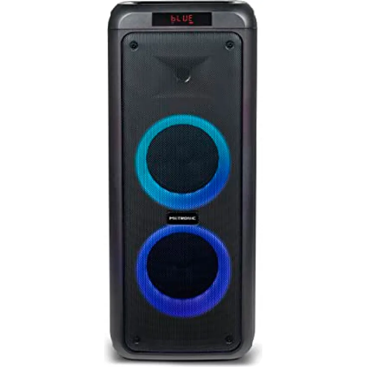 Metronic 477182 Leistungsstarker Bluetooth-Lautsprecher, 600 W, Party XL, tragbar, LED Lights, USB-Anschluss, MicroSD, 2 Eingänge für Micro, AUX-IN, Fernbedienung, Tragegriff, Micro inklusive