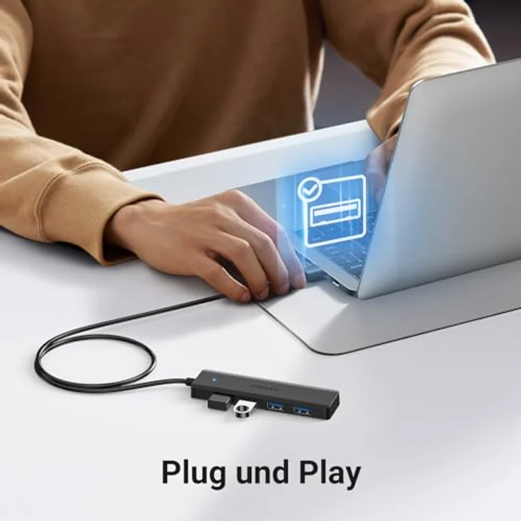 UGREEN 4-Port USB 3.0 Hub, 5Gbps Datenübertragung, Kompatibel mit MacBook, iMac, Surface, Dell, Thinkpad, tragbar und leicht mit 60cm Kabel – Bild 4