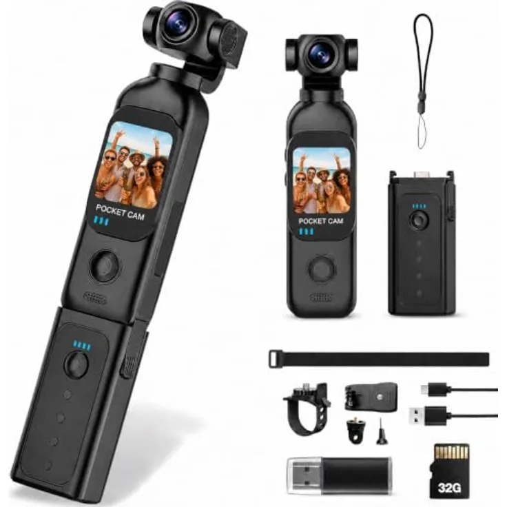 TOSBARRFT H92 Vlog Kamera 1080P, kompakte Videokamera mit 32-GB-Karte und 1,33-Zoll-Touchscreen