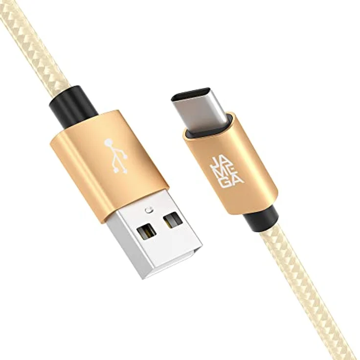 JAMEGA USB-C Kabel Nylon Schnell Ladekabel, 2m, 5 Gbps, kompatibel mit Samsung, Huawei, HTC, LG, hohe Langlebigkeit, edles Design – Bild 1