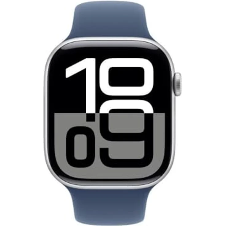 Apple Watch Series 10, 46 mm, GPS, Aluminiumgehäuse Silber, Sportarmband Denim, S/M – Bild 2
