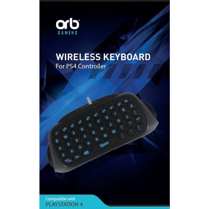 Orb PlayStation 4 Controller Keyboard, Wireless QWERTY-Tastatur mit blauer Hintergrundbeleuchtung für PS4/PS4 Slim/PS4 PRO