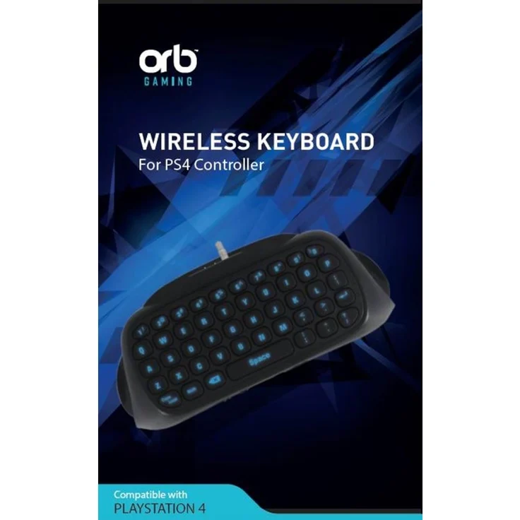 Orb PlayStation 4 Controller Keyboard, Wireless QWERTY-Tastatur mit blauer Hintergrundbeleuchtung für PS4/PS4 Slim/PS4 PRO