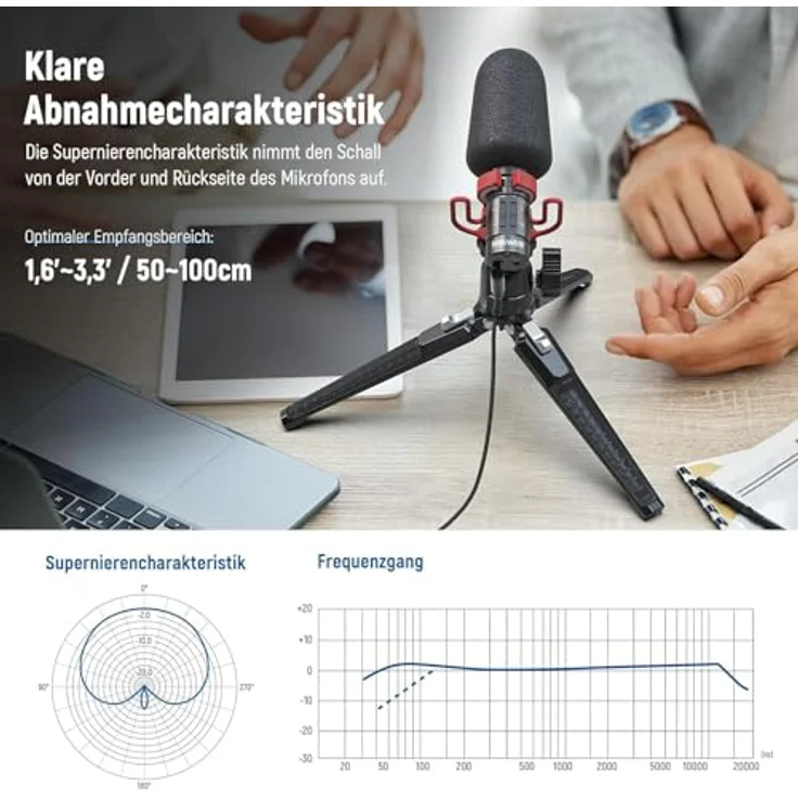 NEEWER VM11 Plug & Play Vlog Mikrofon, Mini Supernierenmikrofon mit 20-20KHz, zwei OTG Adaptern für DSLR, iPhone, Android, Echtzeit-Audiomonitoring und Windschutz – Bild 2