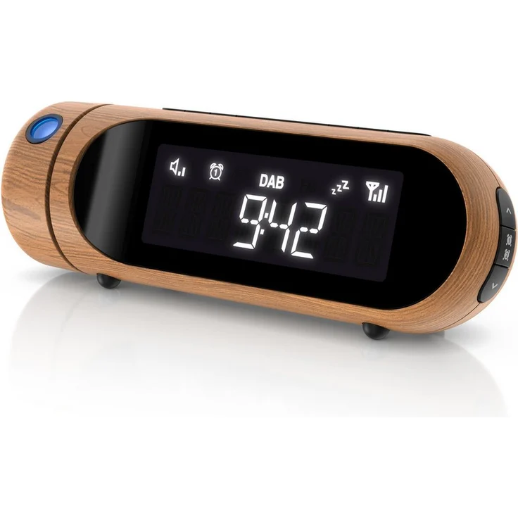 BEARWARE Radiowecker DAB Plus mit Projektion, Küchenradio digital in blau, FM & DAB+ mit 20 Speicherplätzen, dimmbare 4 Helligkeitsstufen