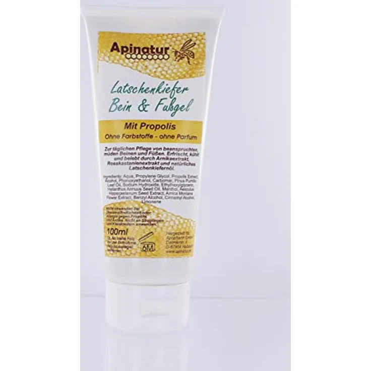 Apopharm Apinatur Latschenkiefer Bein- und Fußpflegegel mit Propolis 100 ml, ohne Farbstoffe, ohne Parfum, ohne Parabene, ohne Parafine