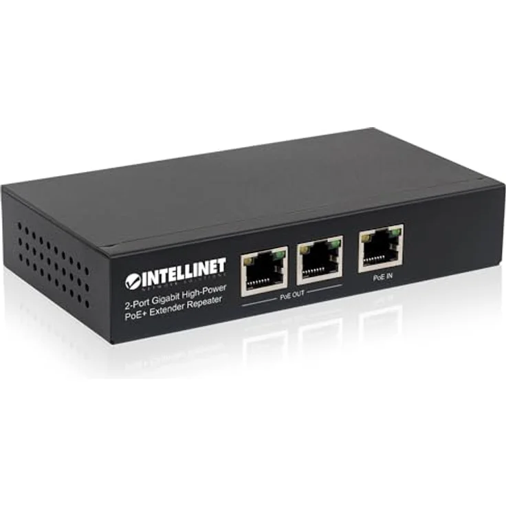 intellinet 561266 2-Port Gigabit High-Power PoE+ Extender, 2 PSE-Ports Metall Schwarz – Bild 2