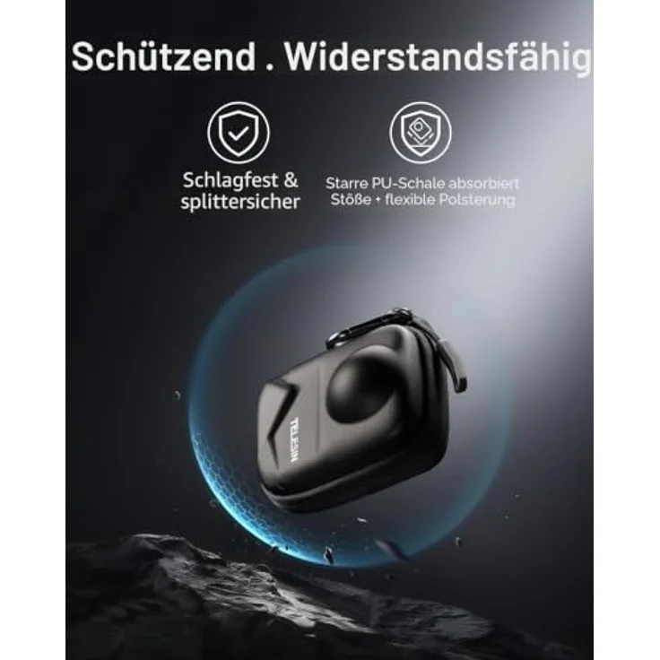 TELESIN Telesin DJI Osmo 360 Schutztasche, starren PU-Schale, weiches Samt-Innenfutter, wetterbeständig, schwarzes Design – Bild 6