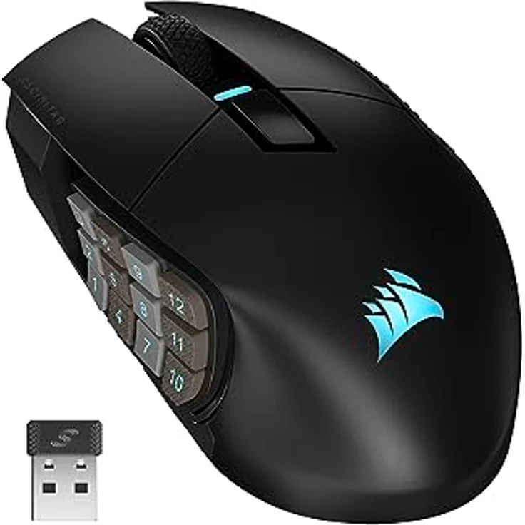 Corsair Scimitar Elite RGB Wireless MMO Gaming Mouse - 26.000 DPI - 16 Programmierbare Tasten - Bis zu 150 Stunden Akkulaufzeit - iCUE-Kompatibel - Schwarz – Bild 1
