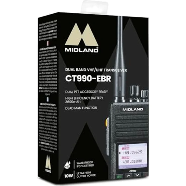 Midland CT990 EBR, IP67 Amateurradio mit DOUBLE PTT Funktion, TFT-Farbdisplay und 3600 mAh Akku, wasserdicht – Bild 4