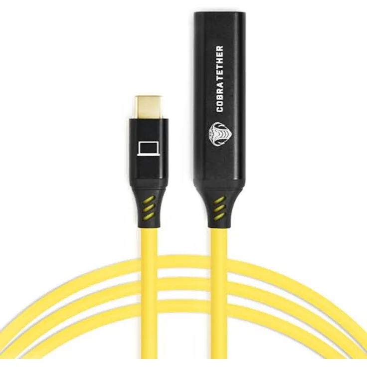 Cobra CobraTether USB-C Verlängerungskabel, 10 m, gelb, USB 3.2 mit 5 Gb/s Datenübertragung