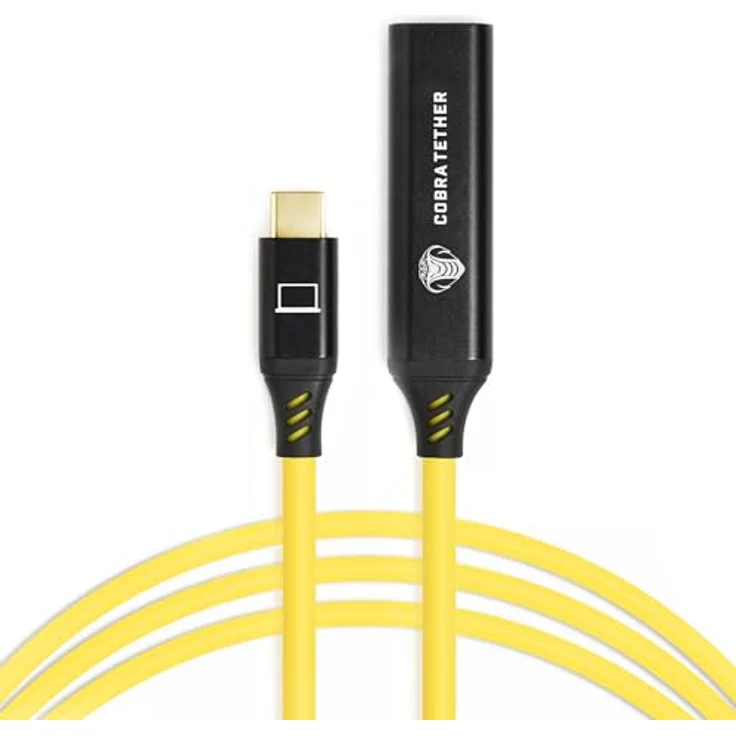 Cobra CobraTether USB-C Verlängerungskabel, 10 m, gelb, USB 3.2 mit 5 Gb/s Datenübertragung – Bild 1