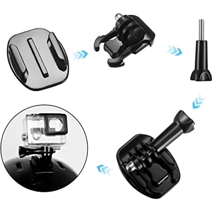 Fulushouxi 20 Sets GoPro Klebepads und Halterungen, flache und gebogene Befestigungen für Hero 4/3+/3/2, Helmbefestigung, langlebig und rutschfest – Bild 5