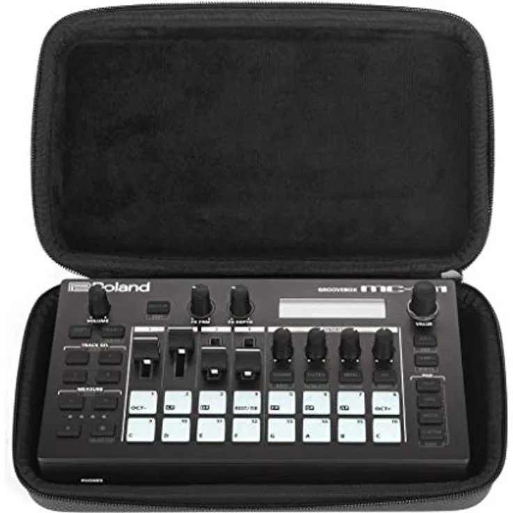 Analog Cases GLIDE Case für Roland MC-101 oder gleichartige Groovebox (Transporttasche/Etui gefertigt aus geformten und wasserdichtem EVA, integrierte Netzttasche), Schwarz.