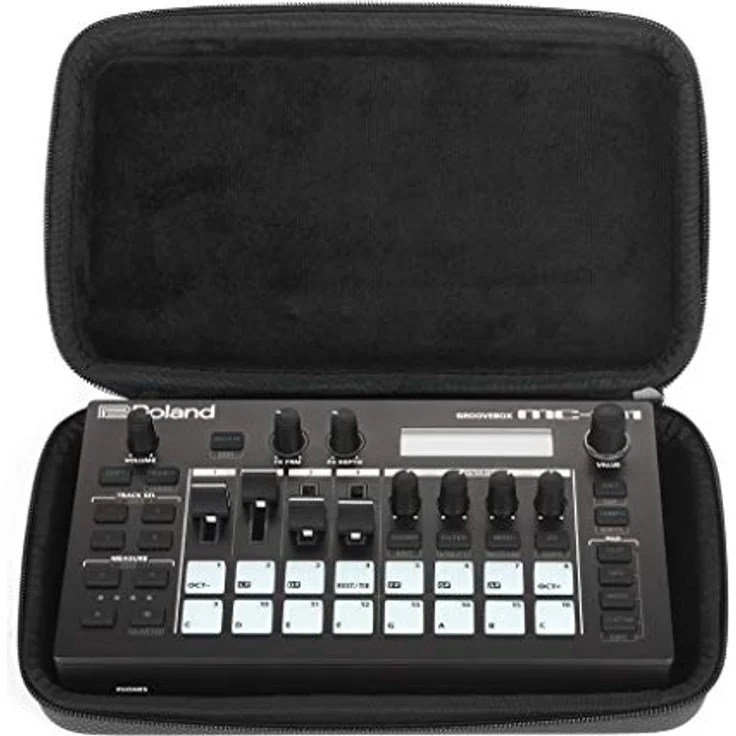 Analog Cases GLIDE Case für Roland MC-101 oder gleichartige Groovebox (Transporttasche/Etui gefertigt aus geformten und wasserdichtem EVA, integrierte Netzttasche), Schwarz. – Bild 1