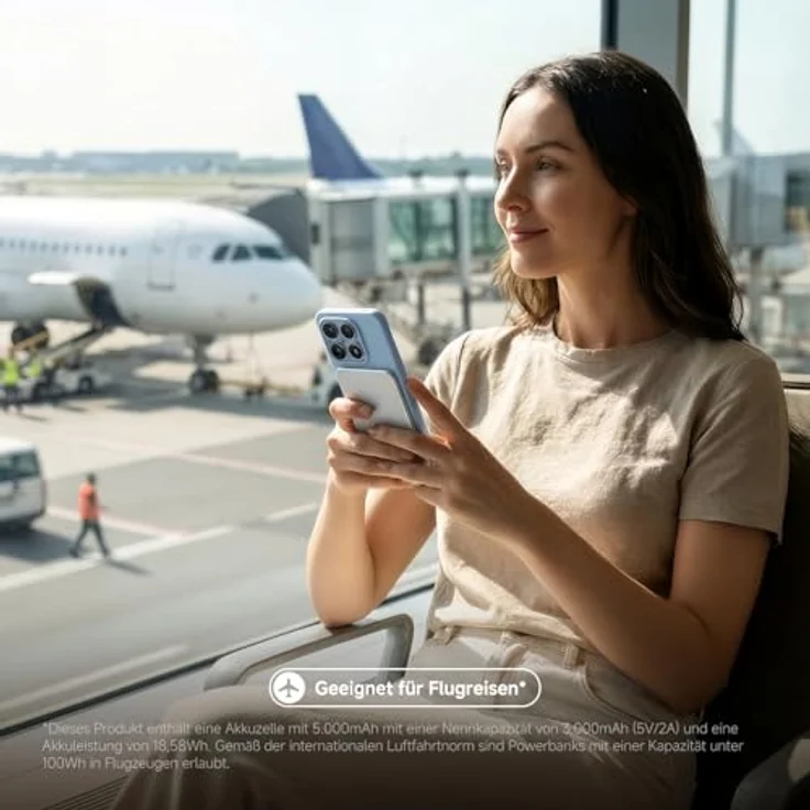 Xiaomi Ultrathin Magnetic Power Bank 5000mAh 15W, MagSafe-kompatible Powerbank für iPhone, kabelloses Laden, ultraschlank, Gletscher Silber – Bild 2