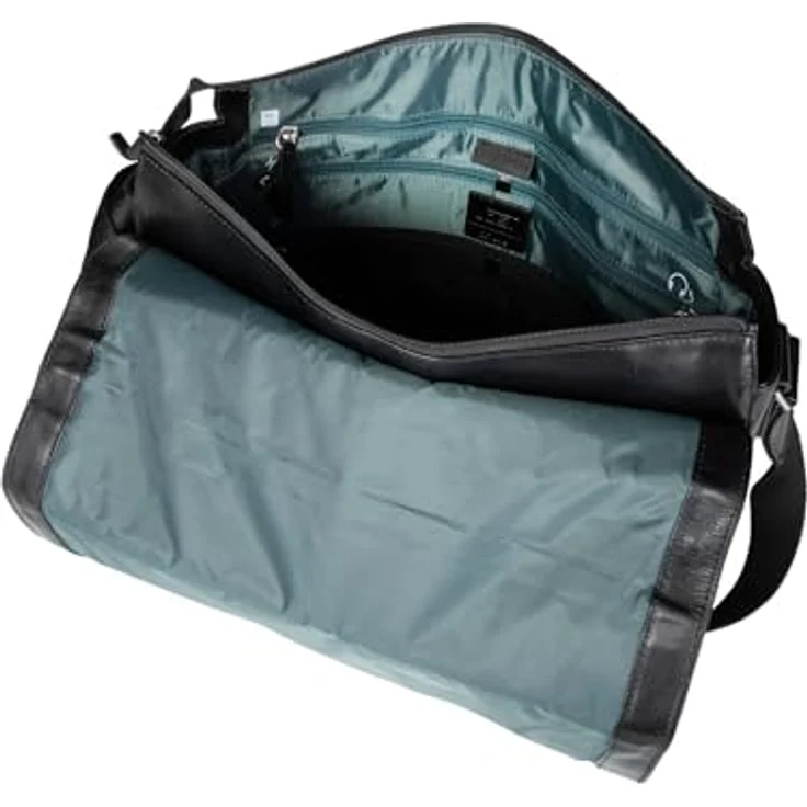 Jost Umhängetasche Skagen L, Messenger Bag aus edlem Vollrindsleder mit vielen Fächern, Schwarz – Bild 5