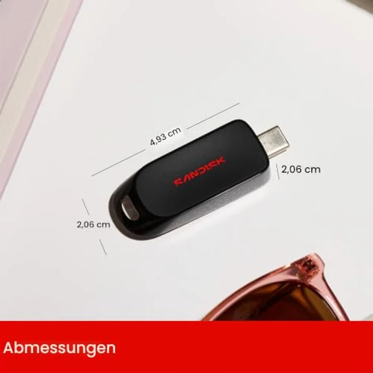 SanDisk USB-C Flash Drive, 128GB, USB 3.2 Gen 1 mit Lesegeschwindigkeiten bis zu 250MB/s, daumengroßes Design – Bild 8