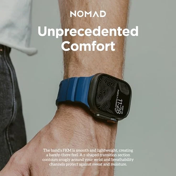 NOMAD Apple Watch Sportarmband Rocky Point Atlantic Blue – 45/49 mm mit schwarzer Titan-Hardware, für Damen und Herren – Bild 5