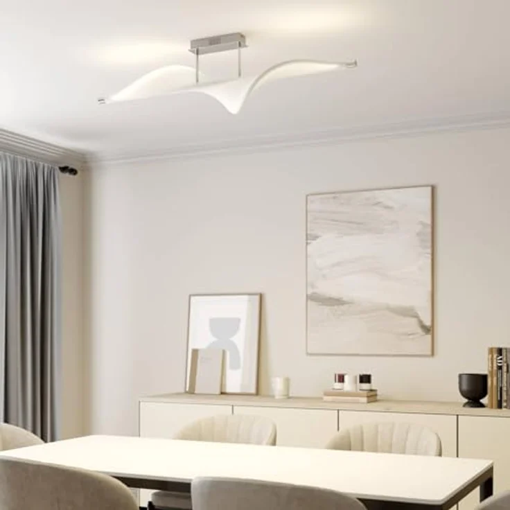 Lucande LED Deckenlampe 'Edano' dimmbar in Weiß aus Textil für Wohnzimmer & Esszimmer (1 flammig) - Energiesparende und gemütliche Beleuchtung – Bild 3