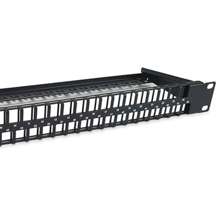 Equip 769258 48-Port Keystone Cat.6 Ungeschirmtes Patchpanel, 19", Schwarz, inkl. Stützstange – Bild 4