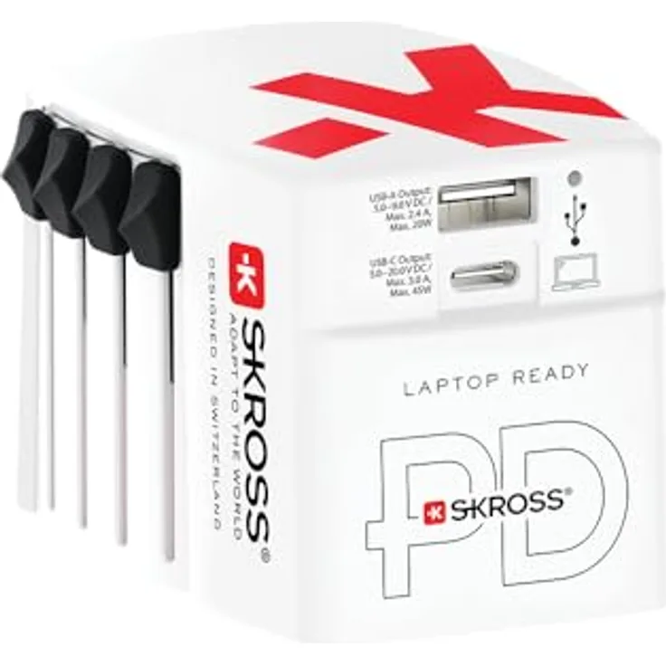 SKROSS 1302332 Reiselader Welt AC45PD, universeller Handy-Ladegerät mit 2 Jahren Garantie