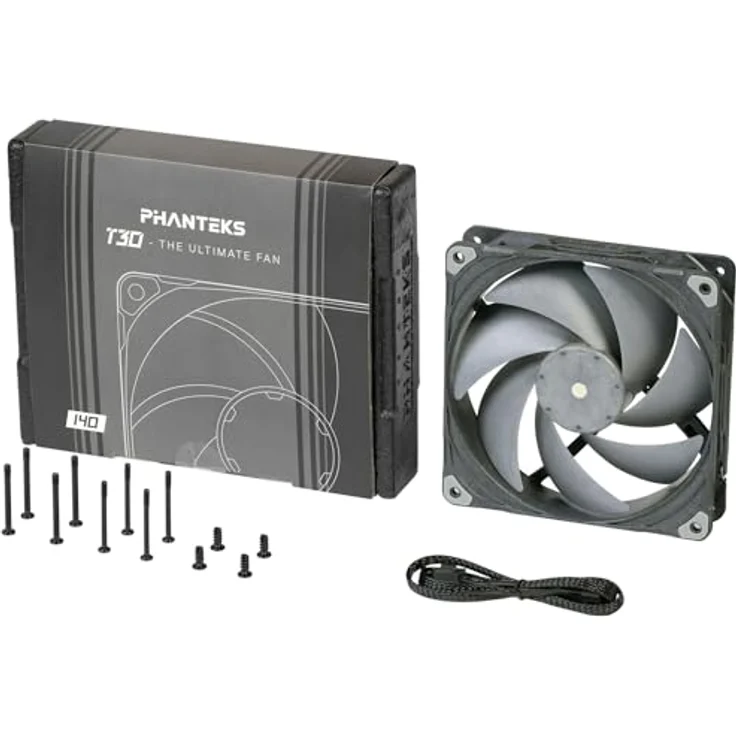 Phanteks T30 PWM 140mm Gehäuselüfter, hoher Luftdurchsatz bis 237,18 m³/h, max. 2500 U/min, schwarz – Bild 8