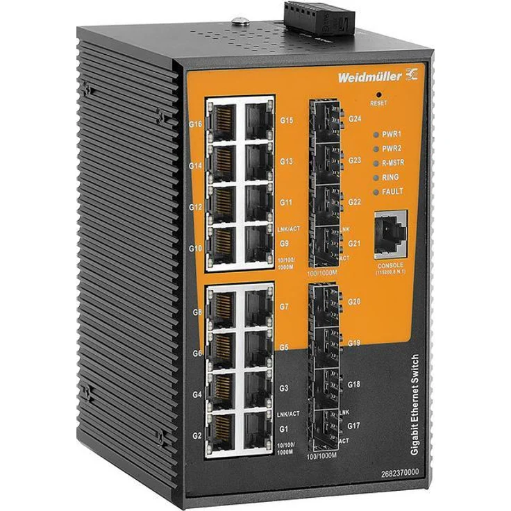 Weidmüller IE-SW-AL24M-16GT-8GE, 16-Port PoE Netzwerk Switch mit 1 Gbit/s und Layer 2 Switching