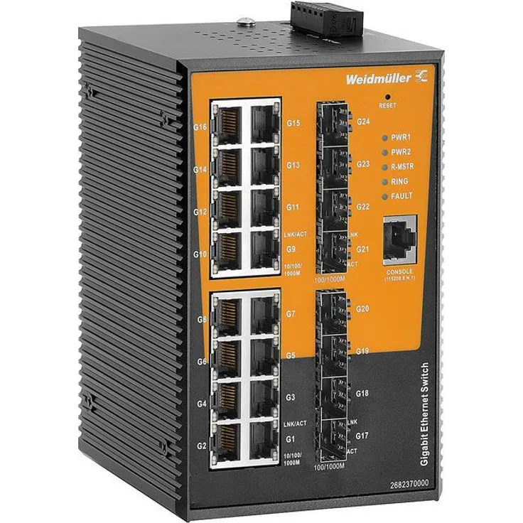 Weidmüller IE-SW-AL24M-16GT-8GE, 16-Port PoE Netzwerk Switch mit 1 Gbit/s und Layer 2 Switching