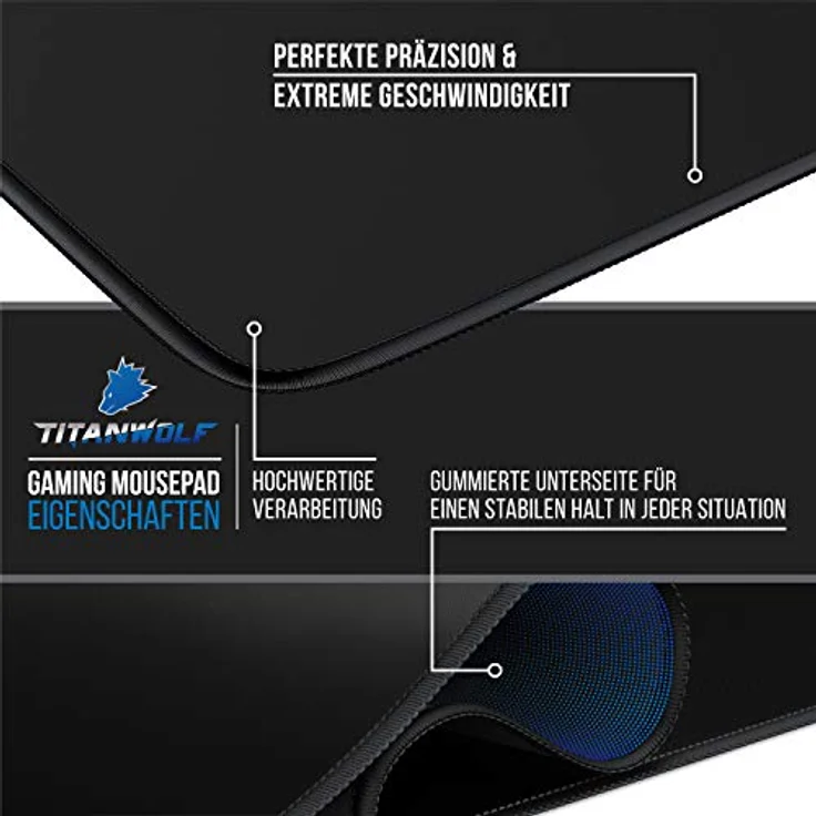 CSL - Übergröße Mauspad Gaming Titanwolf 1200x600mm - XXXL Mousepad groß mit Motiv - Tischunterlage Large Size - verbessert Präzision und Geschwindigkeit - XXL z.B. für Logitech Maus und Tastatur – Bild 5