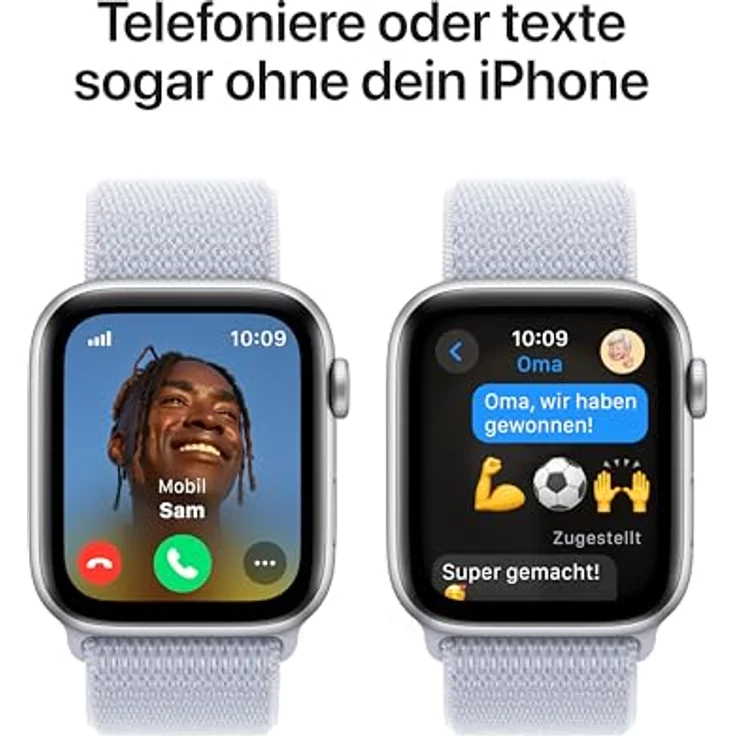 Apple Watch SE (2. Generation) GPS + Cellular 44 mm Smartwatch in Silber und Blaue Wolke - Fitness und Schlaftracker, Unfallerkennung – Bild 4
