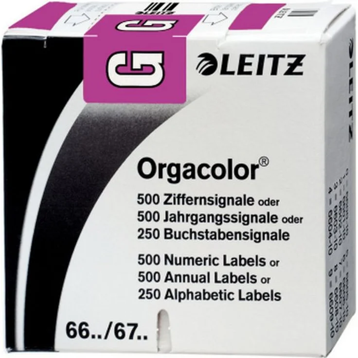 LEITZ Aktenordner LEITZ Buchstabensignal Orgacolor "G", violett, auf Rolle – Bild 1