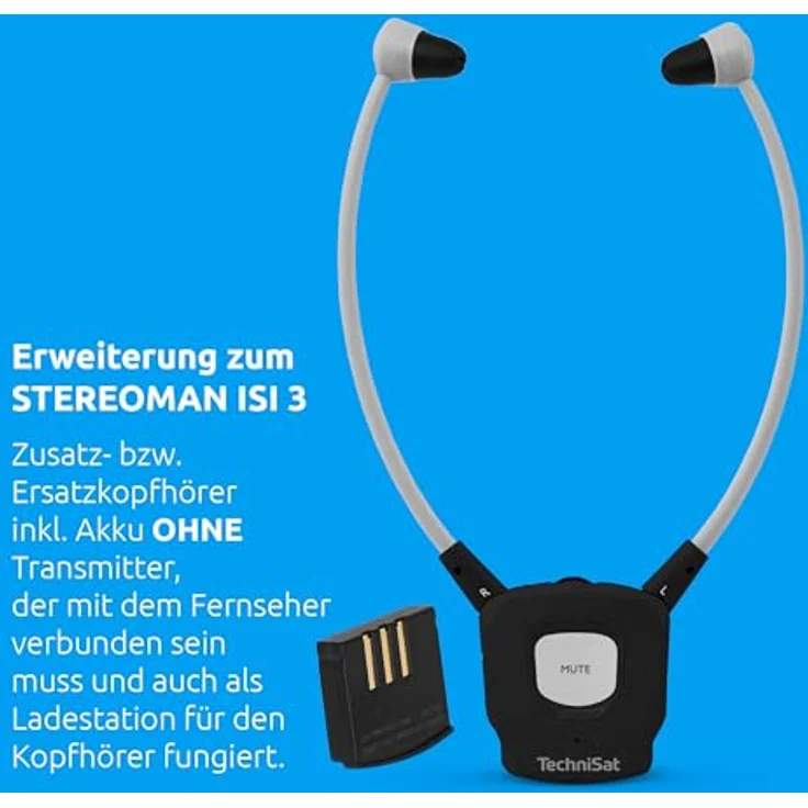 TechniSat STEREOMAN ISI 3 - Kopfhörer (Zweithörer, kabelloser Stereo-Funkkopfhörer inkl. Akku, ohne Transmitter, nur passend zum STEREOMAN ISI 3) in schwarz – Bild 3