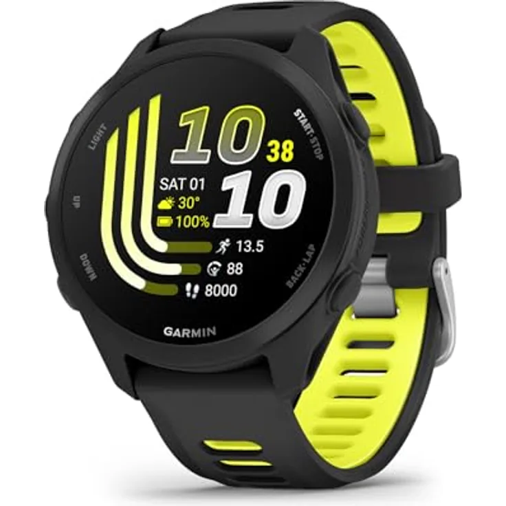 Garmin Forerunner 170, GPS-Laufuhr mit Silikonarmband 20 mm, AMOLED Touchdisplay, 10 Tage Akkulaufzeit und Garmin Pay