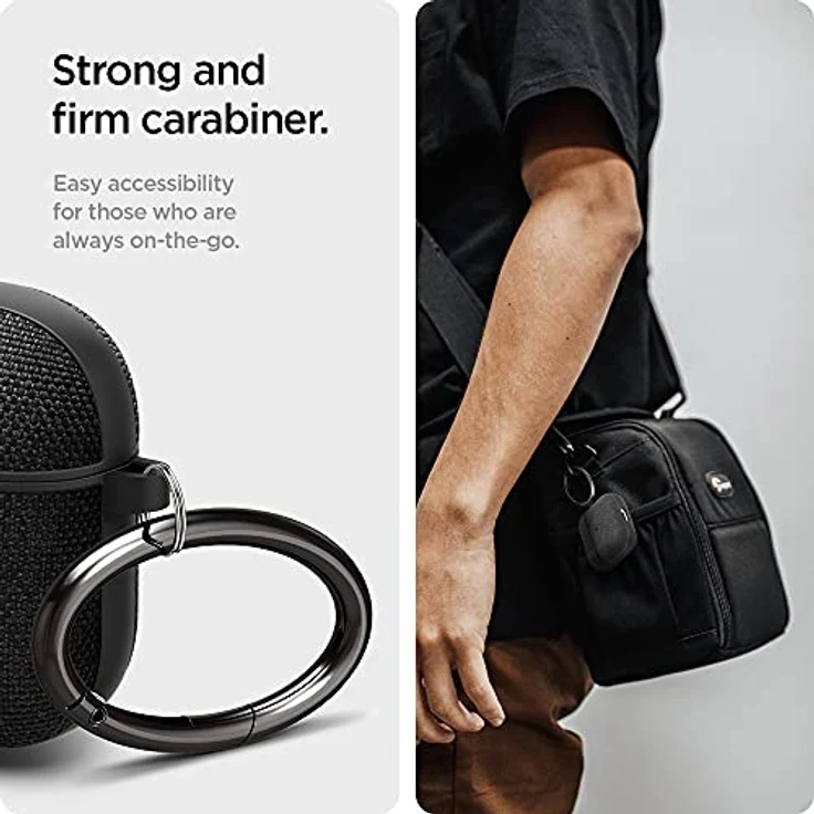 Spigen Urban Fit Hülle Case kompatibel mit Airpods 3 Generation 2021 - Schwarz - Minimaler Look mit hochwertigem Strickstoff und PC-Futter – Bild 5