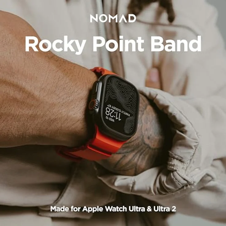NOMAD Rocky Point Band für Apple Watch 42/44/45/49 mm, leichtes und waterfestes Uhrenarmband mit Magma Connector in Schwarz – Bild 8