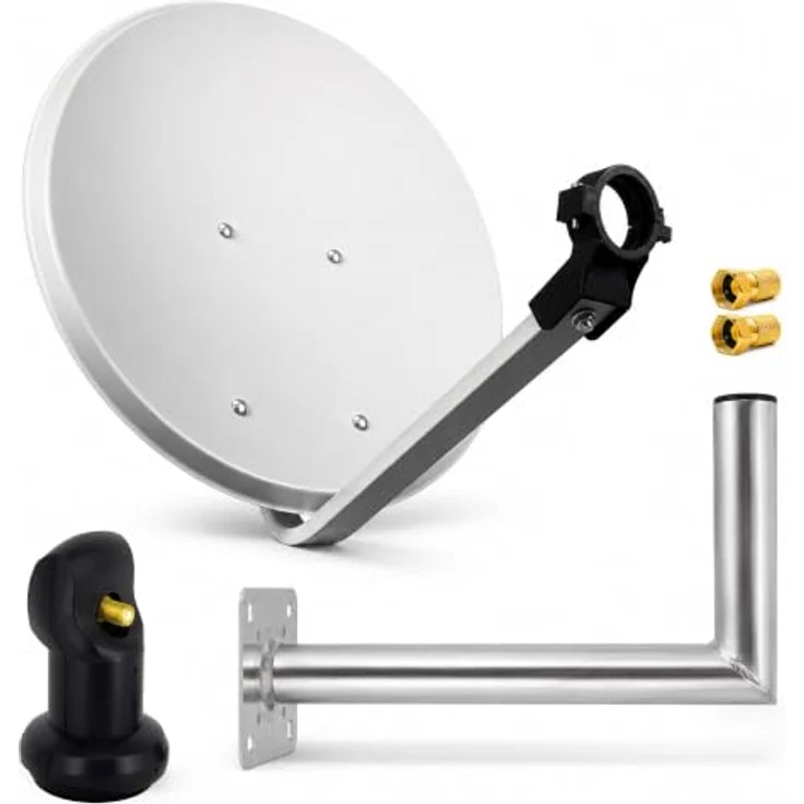 PremiumX PXS45, 45 cm Hellgrau Satellitenantenne aus Stahl, Single LNB, Wandhalterung für 1 Teilnehmer, korrosionsgeschützt – Bild 1