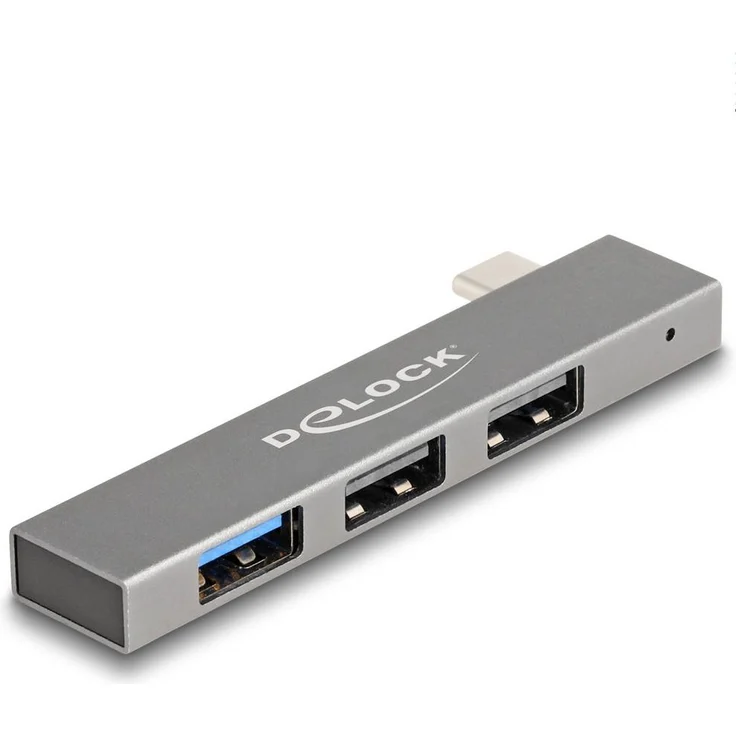 Delock 64274 USB-C® Multiport Hub, 3-fach USB 3.2 Gen 1 Anschlüsse, grau, Metallgehäuse