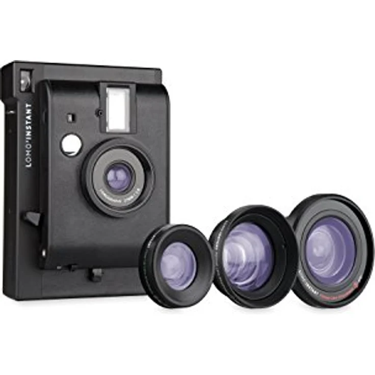 Lomography Lomo'Instant Black Kamera + 3 Linsen - Instant Film Kamera mit 3 Blitz Einstellungen und Langzeitbelichtungsfunktion – Bild 1
