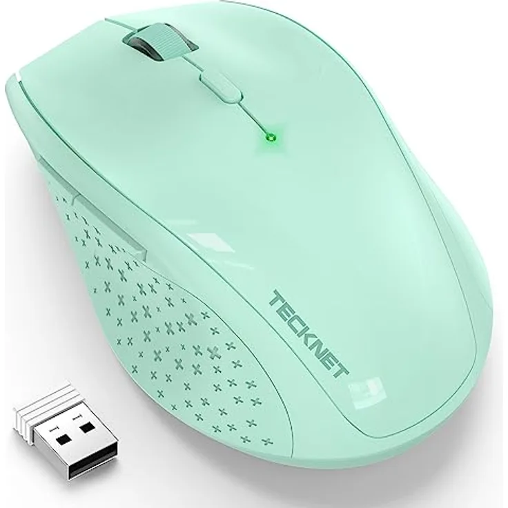 TECKNET Kabellose Maus, 4800 DPI 2.4G Funkmaus mit USB Empfänger, 30 Monate Batterielaufzeit, geräuschloses Klicken, ergonomisches Design, 6 Tasten für PC, Laptop, Windows, Mac, Linux