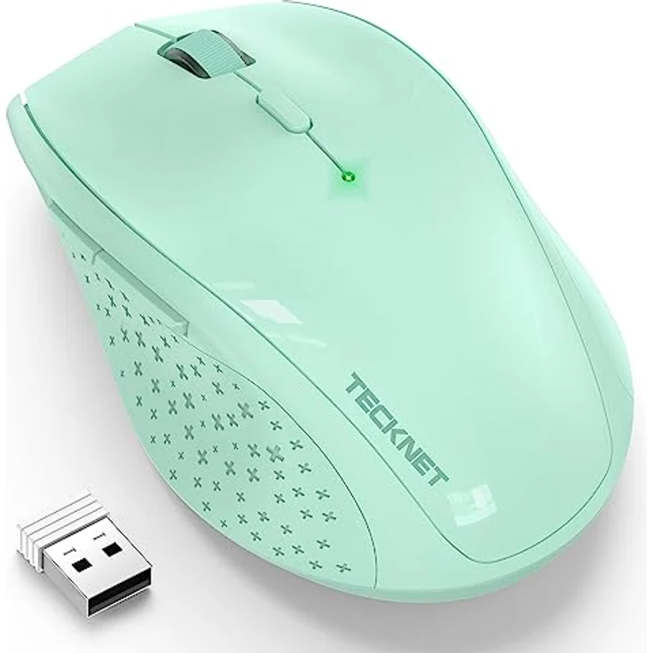 TECKNET Kabellose Maus, 4800 DPI 2.4G Funkmaus mit USB Empfänger, 30 Monate Batterielaufzeit, geräuschloses Klicken, ergonomisches Design, 6 Tasten für PC, Laptop, Windows, Mac, Linux – Bild 1
