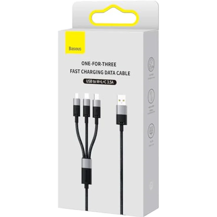 Baseus StarSpeed 3-in-1 USB-Kabel, USB-C / Micro-USB / Lightning, 3,5 A, 1,2 m, schwarz – Bild 9