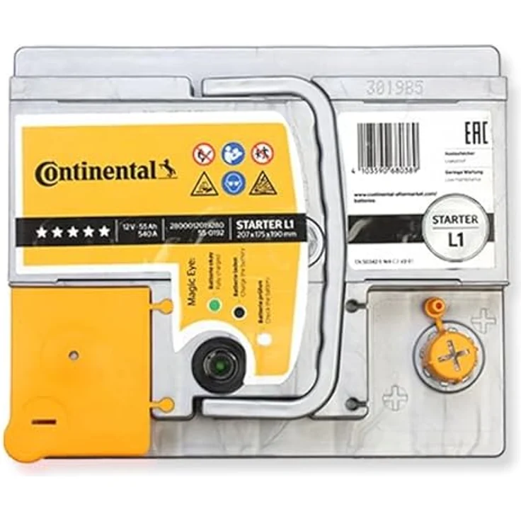 Continental Starterbatterie 12V 55Ah 540A/EN L1, Blei-Kalzium-Batterie mit B13 Bodenleistenausführung – Bild 2
