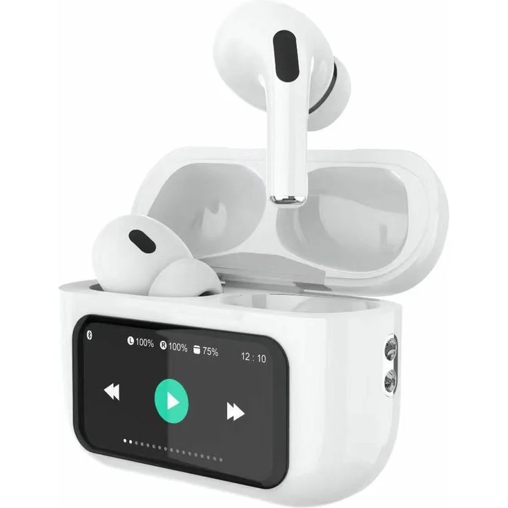 DCU Tecnologic 34152080, Kabellose Bluetooth 5.4 Kopfhörer mit Touchscreen, Weiss, 30 Stunden Wiedergabezeit, Geräuschreduzierung, Equalizer-Modi, Suchfunktion